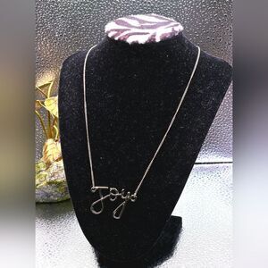 "5/$25" Plunder Silvertone "JOY" Christmas Holiday Adjustable Necklace